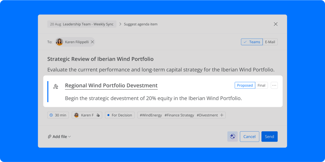 August 2025 Product Updates - Propose decisions when suggesting agenda items
