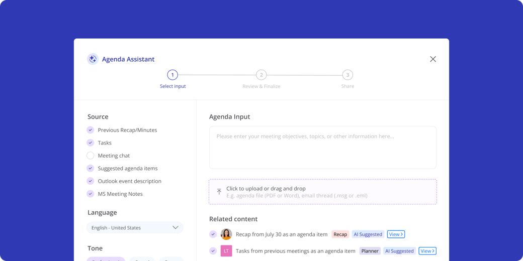 August 2025 Product Updates - Import agendas notes and email threads